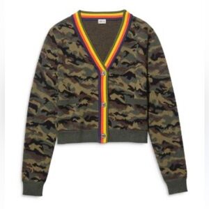 Kule The Jane Cardigan Camo Wool Blend Sweater Small